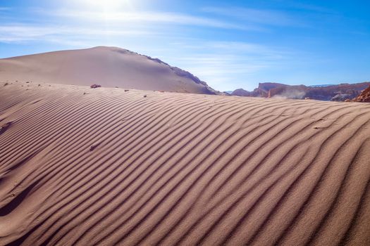 Sand dunes landscape in Valle de la Luna, San Pedro de Atacama, Chile