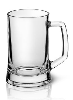 Empty beer mug top view isolated on white background