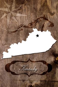 Poster Kentucky state map outline. Styling for tourism.