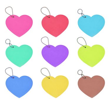 set tag hearts colorful valentines day isolated on white background 