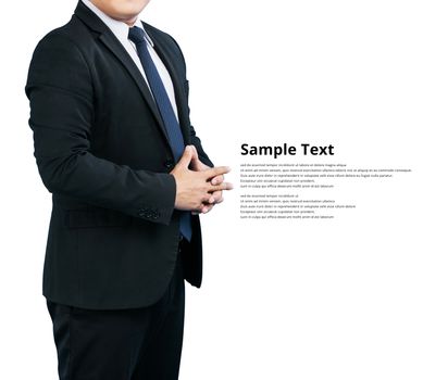 Men businessman wear suits hands successful isolate on white background clipping path
