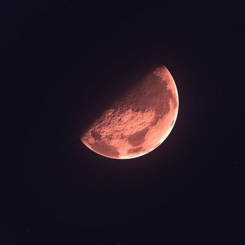 2d illustration of a red moon rising