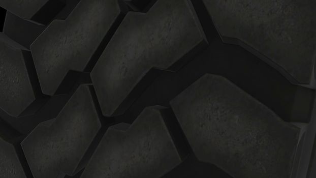 Close up on a car tire in motion. 3d rendering