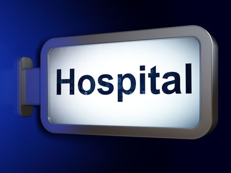 Health concept: Hospital on advertising billboard background, 3D rendering