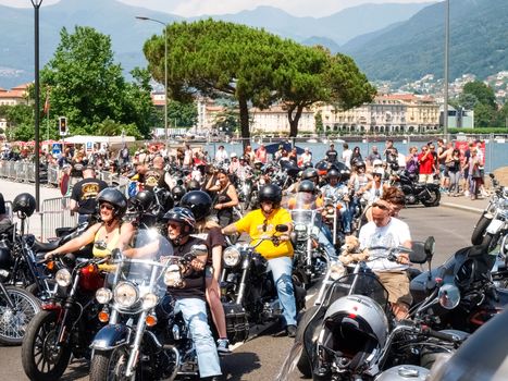 Lugano, Switzerland-July 04, 2015: Swiss harley days. third edition of this National meeting where come together may bykers from the Swiss Country and Europe.