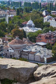 A vertical view of beautiful town Plovdiv, Bulgaria, some 135 km from Sofia.