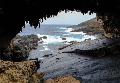 The cave of Admirals Arch on Kangaroo Island, South Australia.