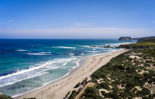 Beautiful beach with blue sea at the sunny day in summer