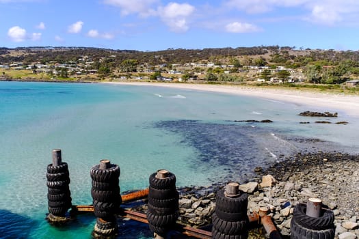 Beautiful beach with the sea at the sunny day in South of Australia.