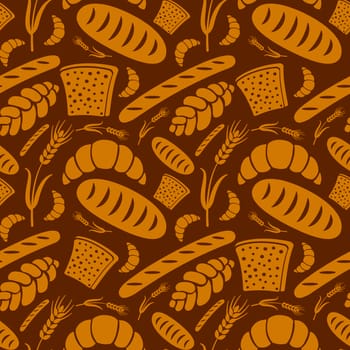 illustration of seamless pattern of bread and bakery