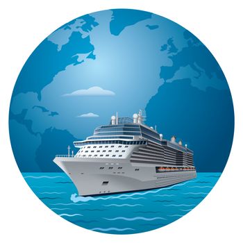illustration of cruise ship round the world travel