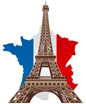 illustration of paris eiffel tower with country france