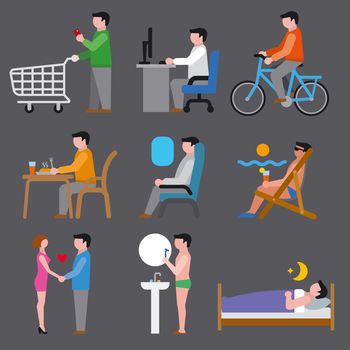 set of concept icons for human men life