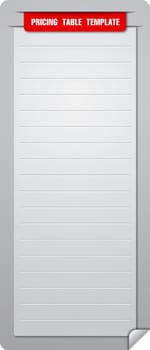 illustration of empty pricing table template graphic design