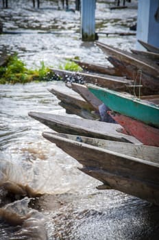 Boats splashing on the water in Guatemala