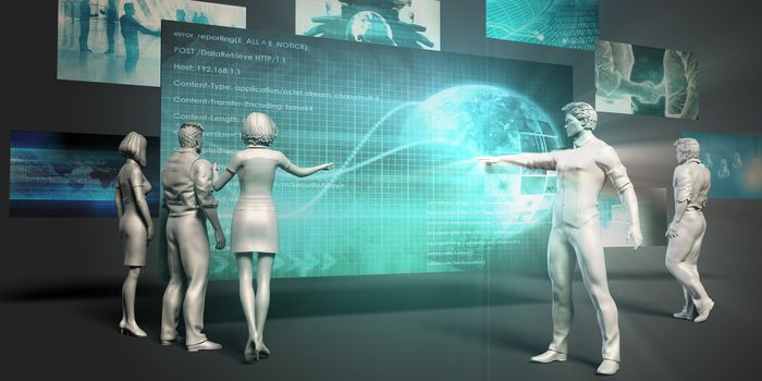 Web Technologies Concept with Virtual Presentation Background