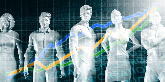Business People Standing in a Row Confident