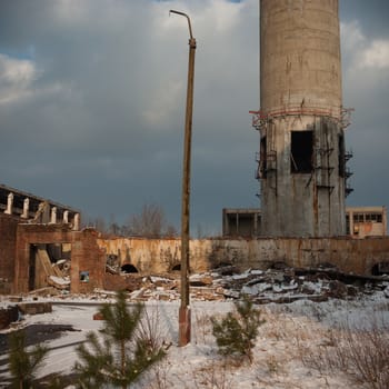ruins of a very heavily polluted industrial factory, industrial series