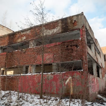 ruins of a very heavily polluted industrial factory, industrial series