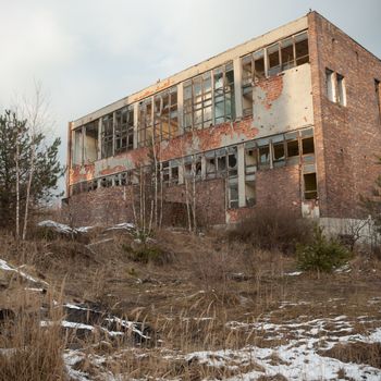 ruins of a very heavily polluted industrial factory, industrial series