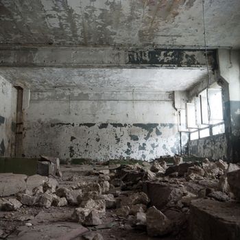 ruins of a very heavily polluted industrial factory, industrial series