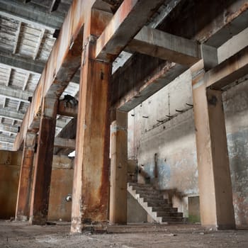 ruins of a very heavily polluted industrial factory, industrial series