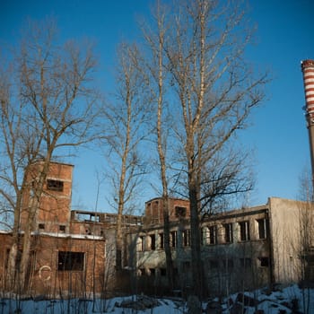 ruins of a very heavily polluted industrial factory, industrial series