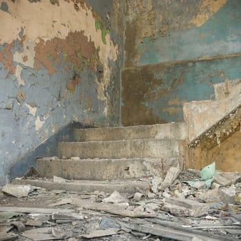 ruins of a very heavily polluted industrial factory, industrial series