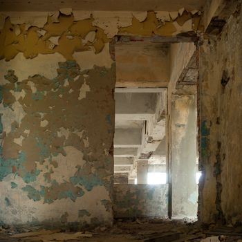 ruins of a very heavily polluted industrial factory, industrial series