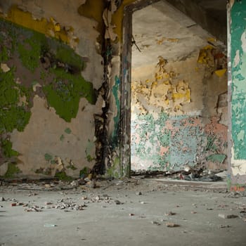 ruins of a very heavily polluted industrial factory, industrial series