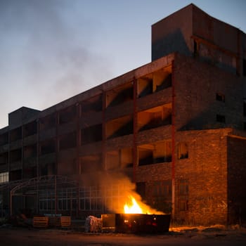 ruins of a very heavily polluted industrial factory, industrial series