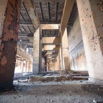 ruins of a very heavily polluted industrial factory, industrial series