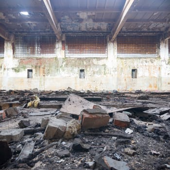 ruins of a very heavily polluted industrial factory, industrial series