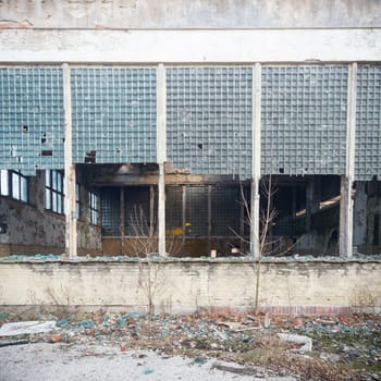 ruins of a very heavily polluted industrial factory, industrial series