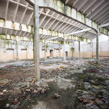 ruins of a very heavily polluted industrial factory, industrial series