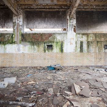 ruins of a very heavily polluted industrial factory, industrial series