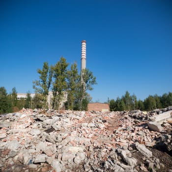 ruins of a very heavily polluted industrial factory, industrial series