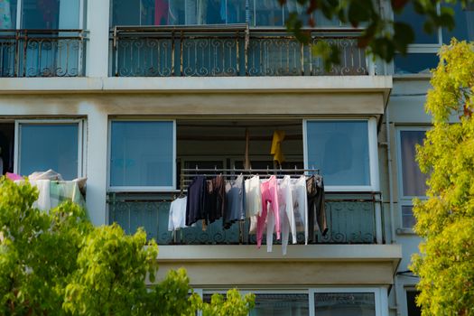 Dry clothes on the sunny day in winter season