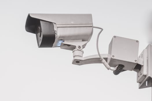Outdoor security CCTV mornitor with white background