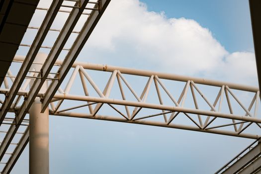 steel beam of the roof on blue sky background