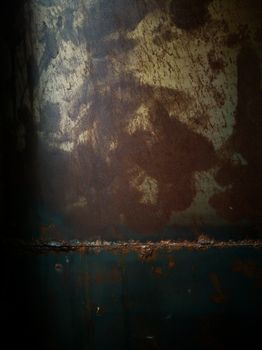 Rusty on steel wall top view for background, steel texture, iron rust