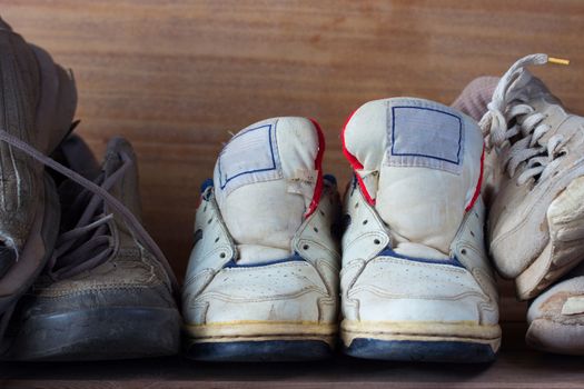 front view from the pairs of old boots