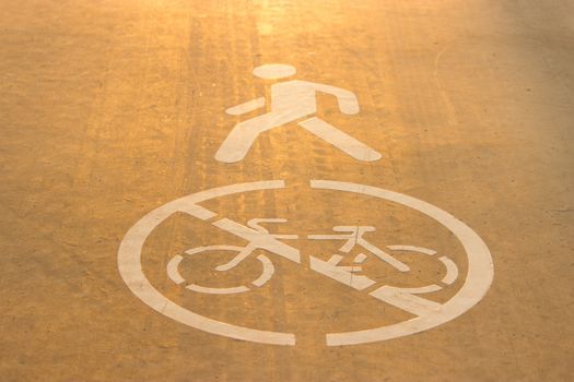 sign of a bicycle on asphalt. bicycle road concept