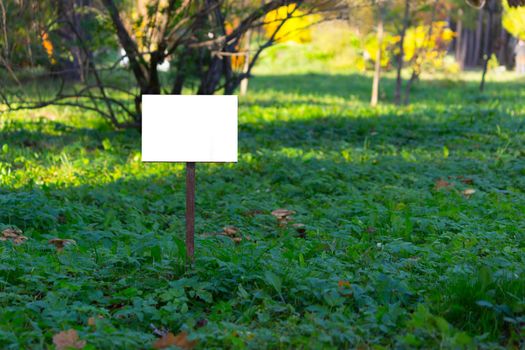 empty signboard in a park. copy space