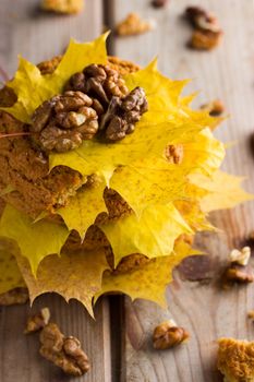 Autumn candy bar. Rustic autumn chocolate chip cookies.