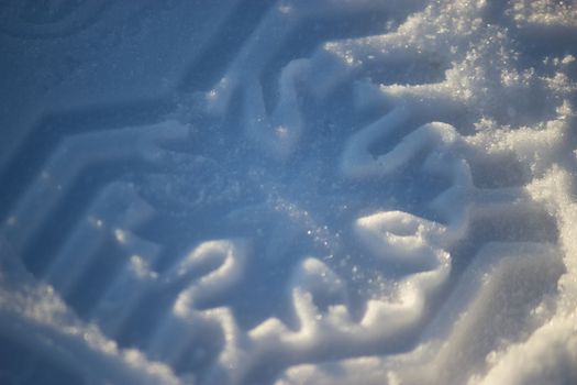 foot prints in fresh snow. close up