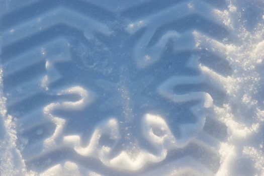 foot prints in fresh snow. close up