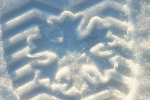 foot prints in fresh snow. close up