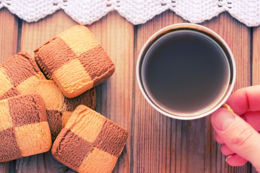 Valentine's Day, romantic template cookie bow and cup of tea