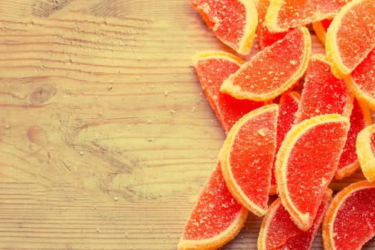 Healthy food, background. an Orange shape marmalade